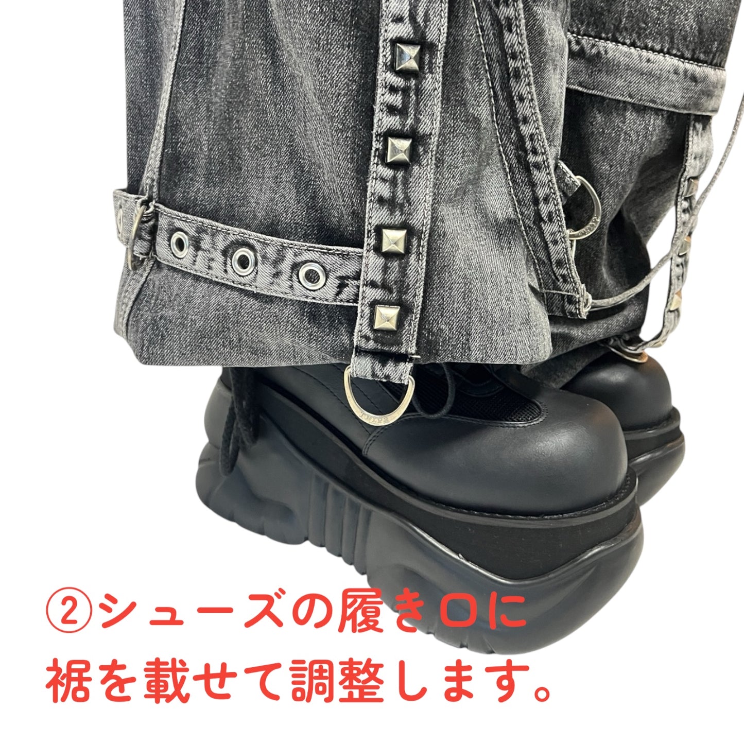 【TRIPP NYC】X-STRAP PANT FOG WASH BLACK DENIM(JM7144MB)