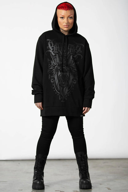 【KILL STAR】BELLOW LONGLINE HOODIE[UNISEX]＊サタニックプリントロングフーディー