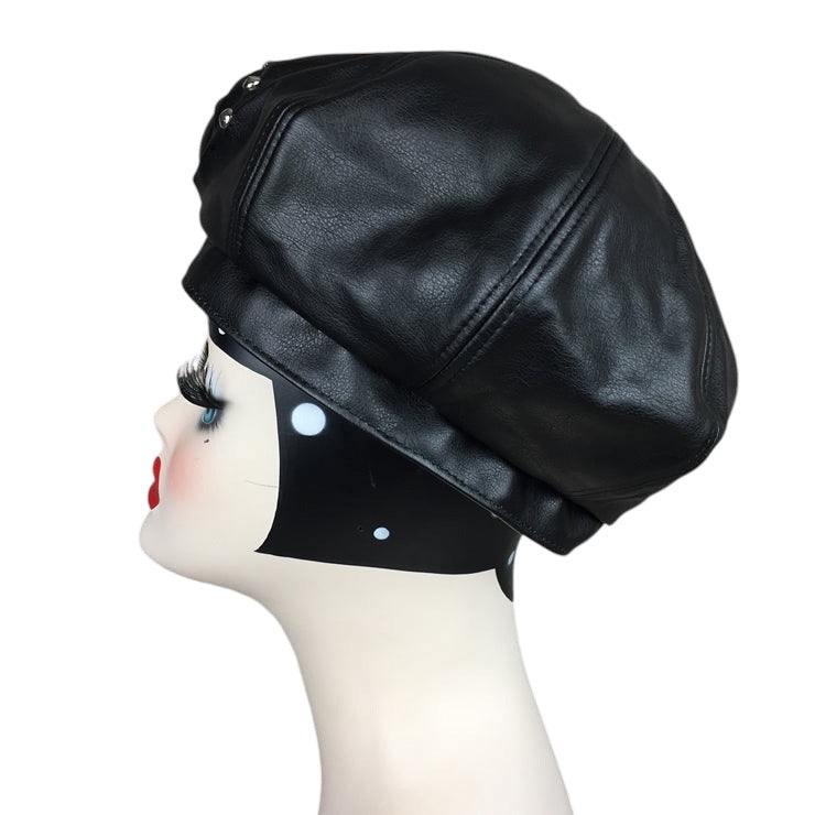 EYE PANEL LEATHER BERET-CAT/BLUE