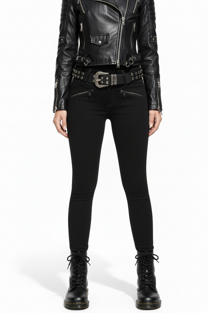 【KILL STAR】CROSSROAD JEANS＊クロスパッチジーンズ-SIZE:L
