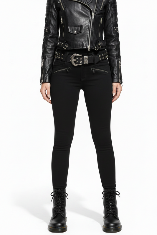 【KILL STAR】CROSSROAD JEANS＊クロスパッチジーンズ-SIZE:L