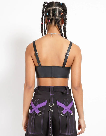 【TRIPP NYC】クロップド丈ホルタートップ＊FAUX LEATHER BUCKLE CROP HALTER(VX4188)