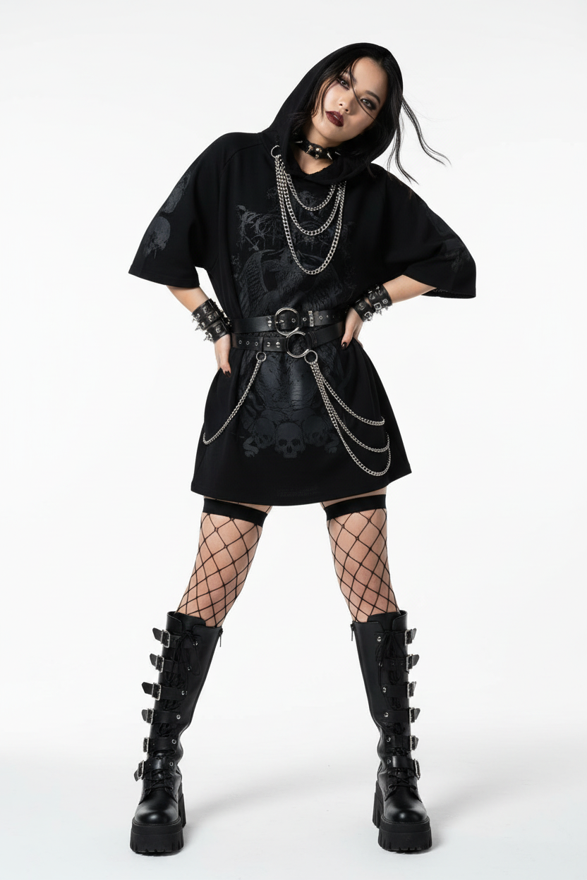 【KILL STAR】FIEND HOODED TOP[UNISEX]＊バフォメット半袖フーディー