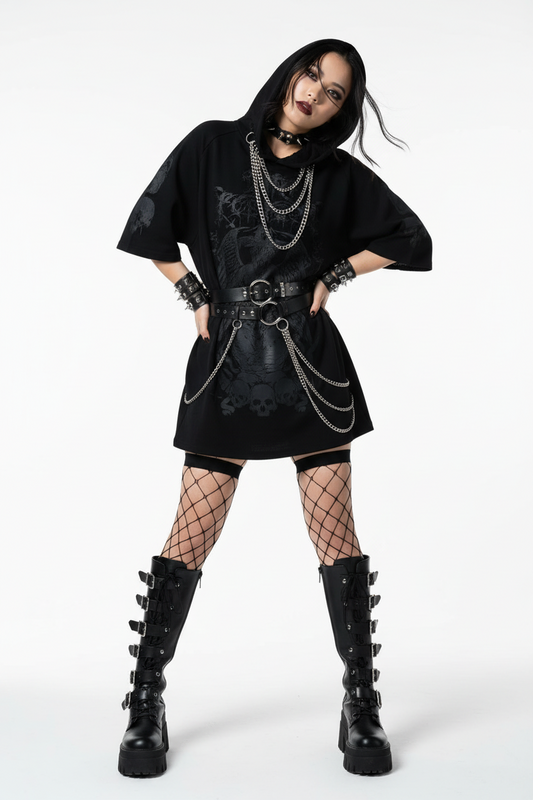 【KILL STAR】FIEND HOODED TOP[UNISEX]＊バフォメット半袖フーディー