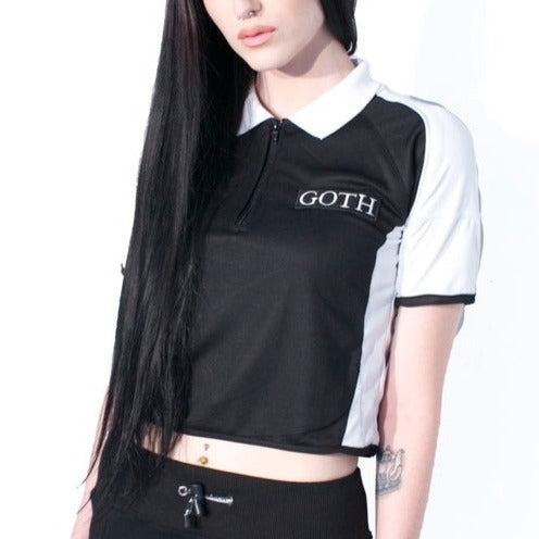 GOTH POLO * BIG back patch / cropped polo