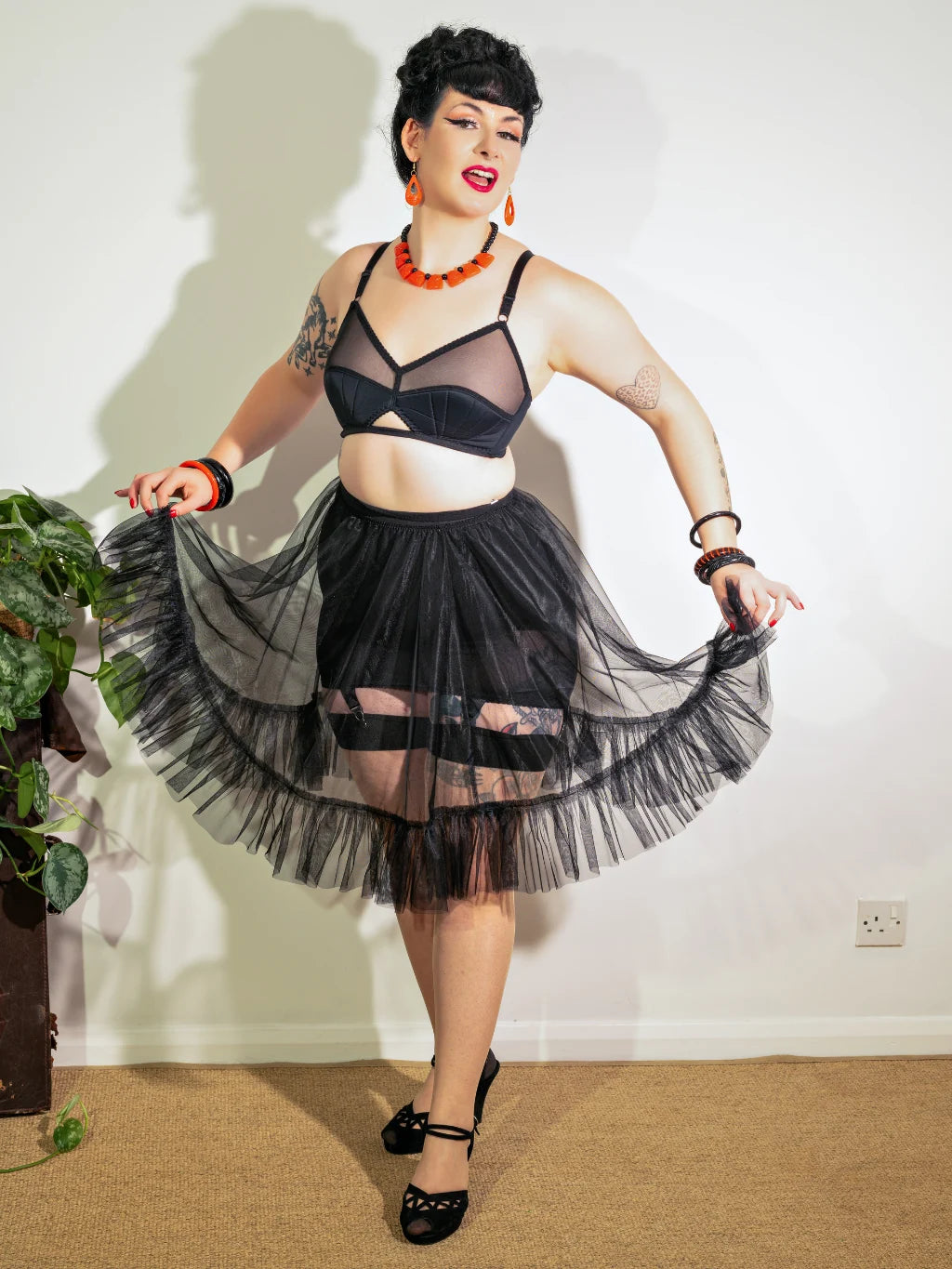 【WHAT KATIE DID】1950s フリルペチコート ブラック L8021B