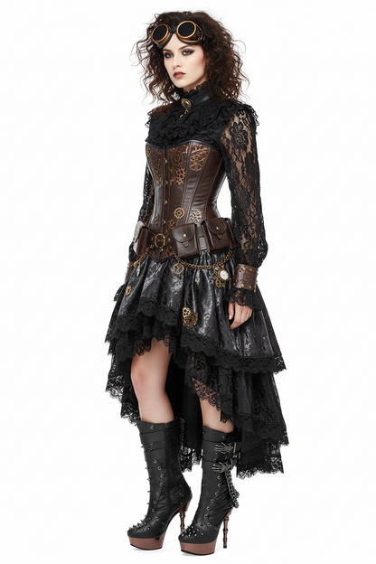 【DEMONIA】MUERTO-1001 厚底アンクルブーツ Black/Pewter Chrome【取寄】