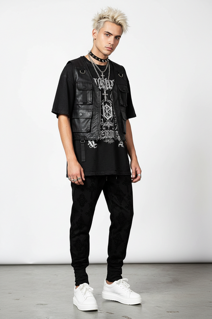 【KILL STAR】NIGHT THIRST JOGGERS[UNISEX]＊クロス柄ジョガーパンツ-SIZE:XXL