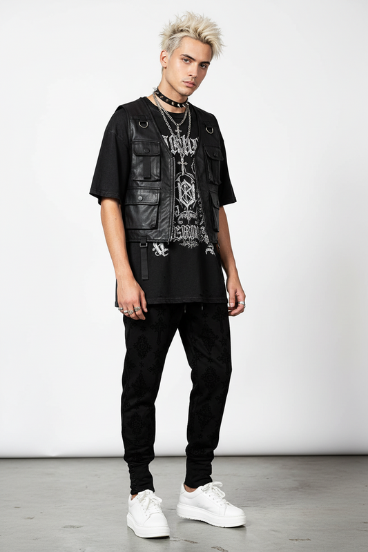 【KILL STAR】NIGHT THIRST JOGGERS[UNISEX]＊クロス柄ジョガーパンツ-SIZE:XXL