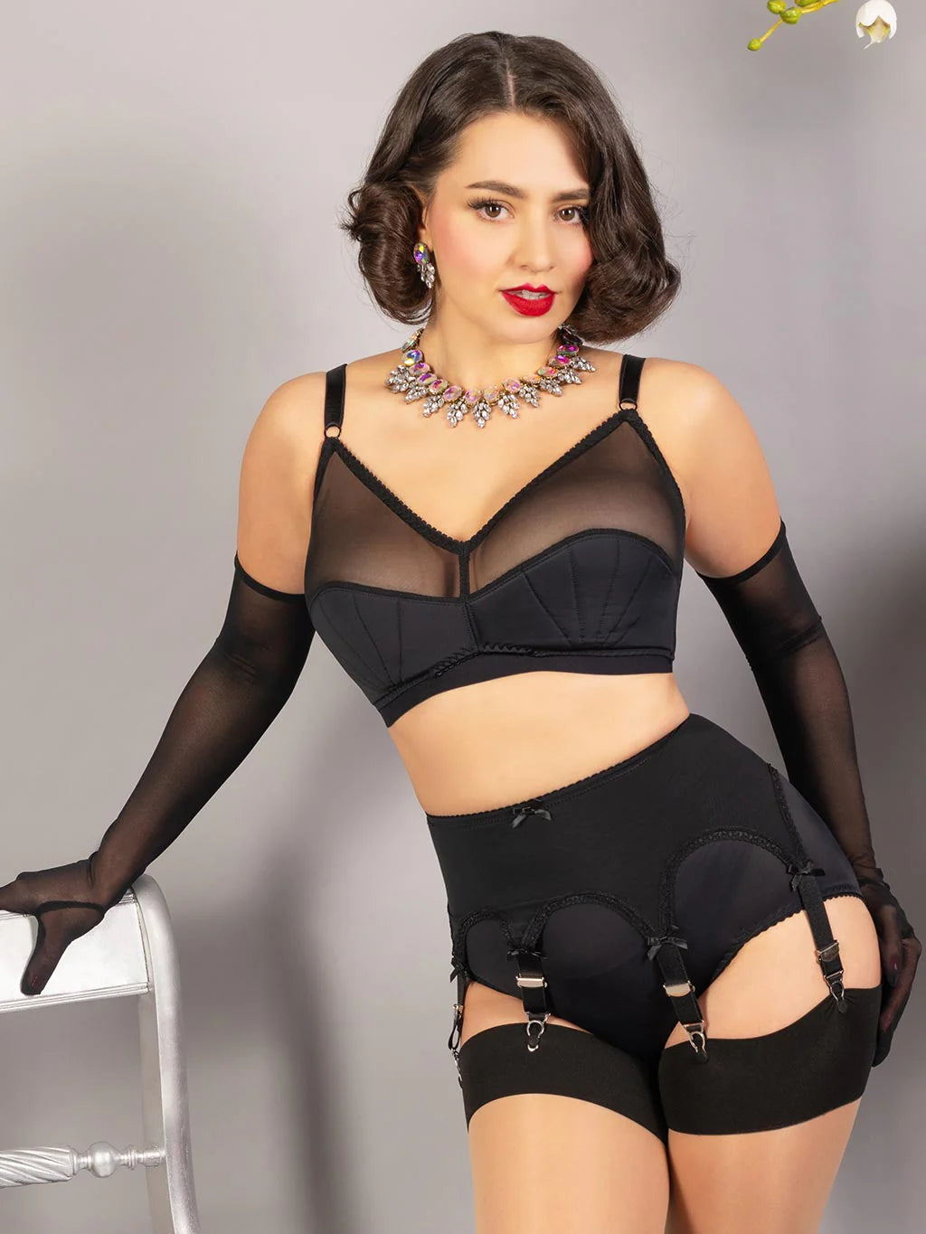 【WHAT KATIE DID】ガーターベルト＊Pull On Suspender Belt Black: Ltd Ed【取寄】