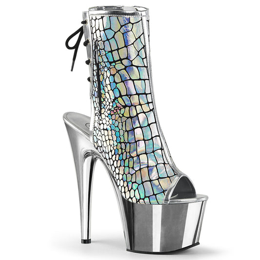 【PLEASER】ADORE-1018HG プラットフォームシューズ Slv Hologram Ostrich Pu/Slv Chrome【取寄】