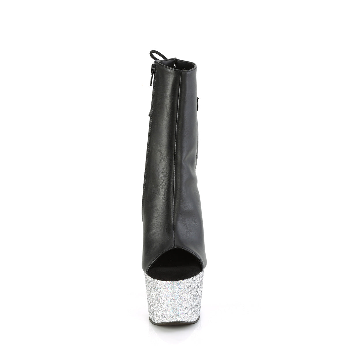 【PLEASER】ADORE-1018LG プラットフォームシューズ Blk Faux Leather/Slv Multi Glitter【取寄】