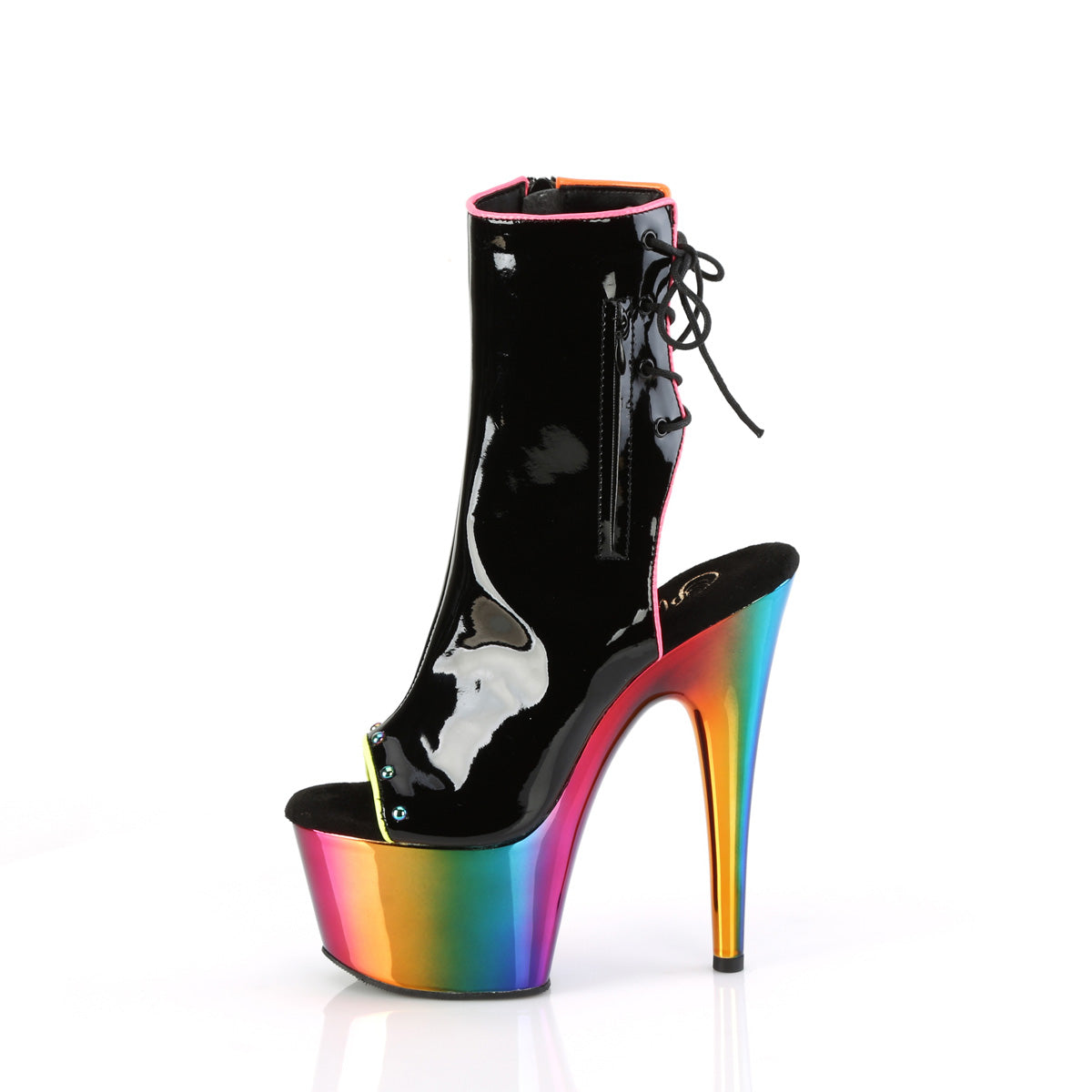 【PLEASER】ADORE-1018RC-02 プラットフォームシューズ Blk Pat/Rainbow Chrome【取寄】