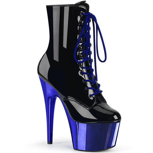 【PLEASER】ADORE-1020 プラットフォームシューズ Blk Pat/Royal Blue Chrome【取寄】