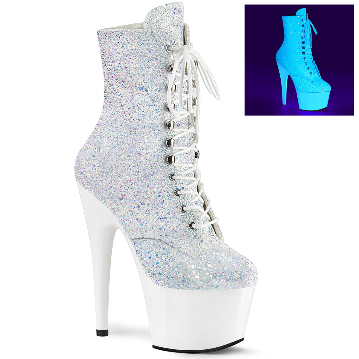 【PLEASER】ADORE-1020LG シューズ Neon White Multi Glitter/Neon White【取寄】
