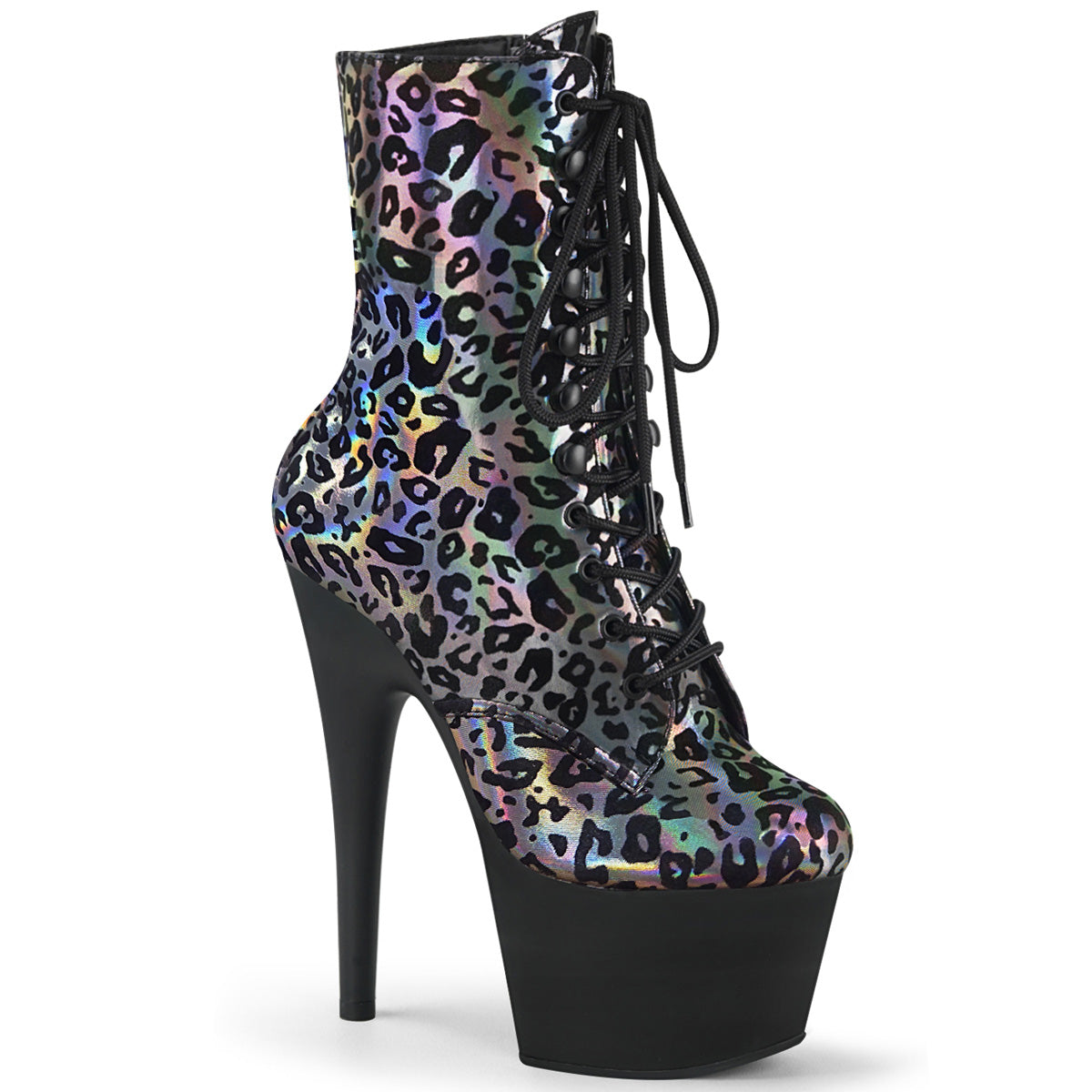 【PLEASER】ADORE-1020LP シューズ Pewter Leopard Print Holo/Blk Matte【取寄】