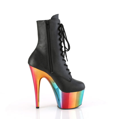 【PLEASER】ADORE-1020RC プラットフォームシューズ Blk Faux Leather/Rainbow Chrome【取寄】