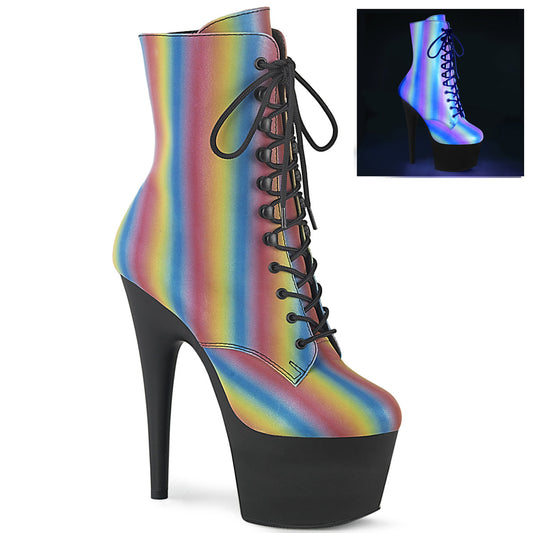 【PLEASER】ADORE-1020REFL-02 プラットフォームシューズ Rainbow Reflective/Blk Matte【取寄】