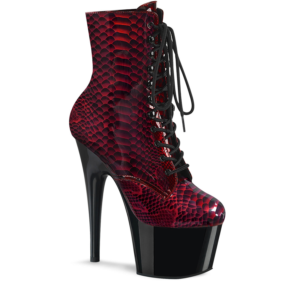 【PLEASER】ADORE-1020SP プラットフォームシューズ Red Snake Print Pat/Blk【取寄】