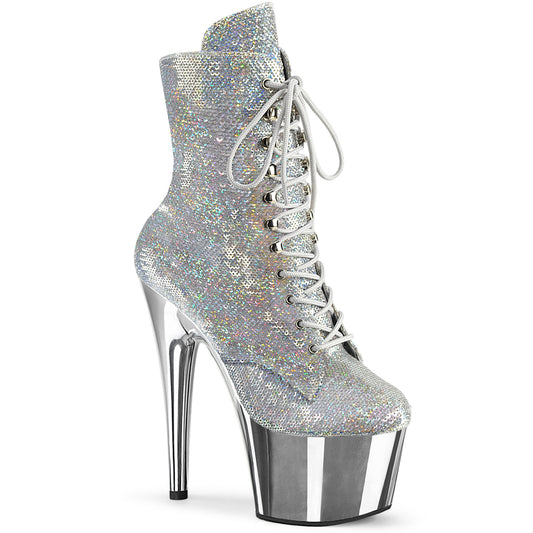 【PLEASER】ADORE-1020SQ-02 プラットフォームシューズ Slv Holo Sequins/Slv Chrome【取寄】