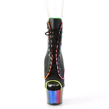【PLEASER】ADORE-1021RC-02 シューズ Blk Faux Leather/Rainbow Chrome【取寄】