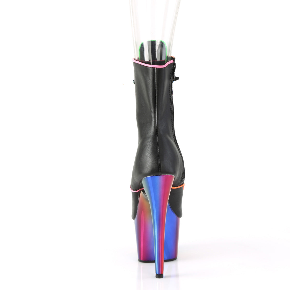 【PLEASER】ADORE-1021RC-02 プラットフォームシューズ Blk Faux Leather/Rainbow Chrome【取寄】