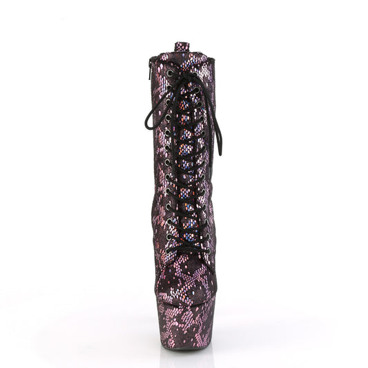 【PLEASER】ADORE-1040SPF シューズ B. Pink Metallic Holo Snake Print Fabric【取寄】