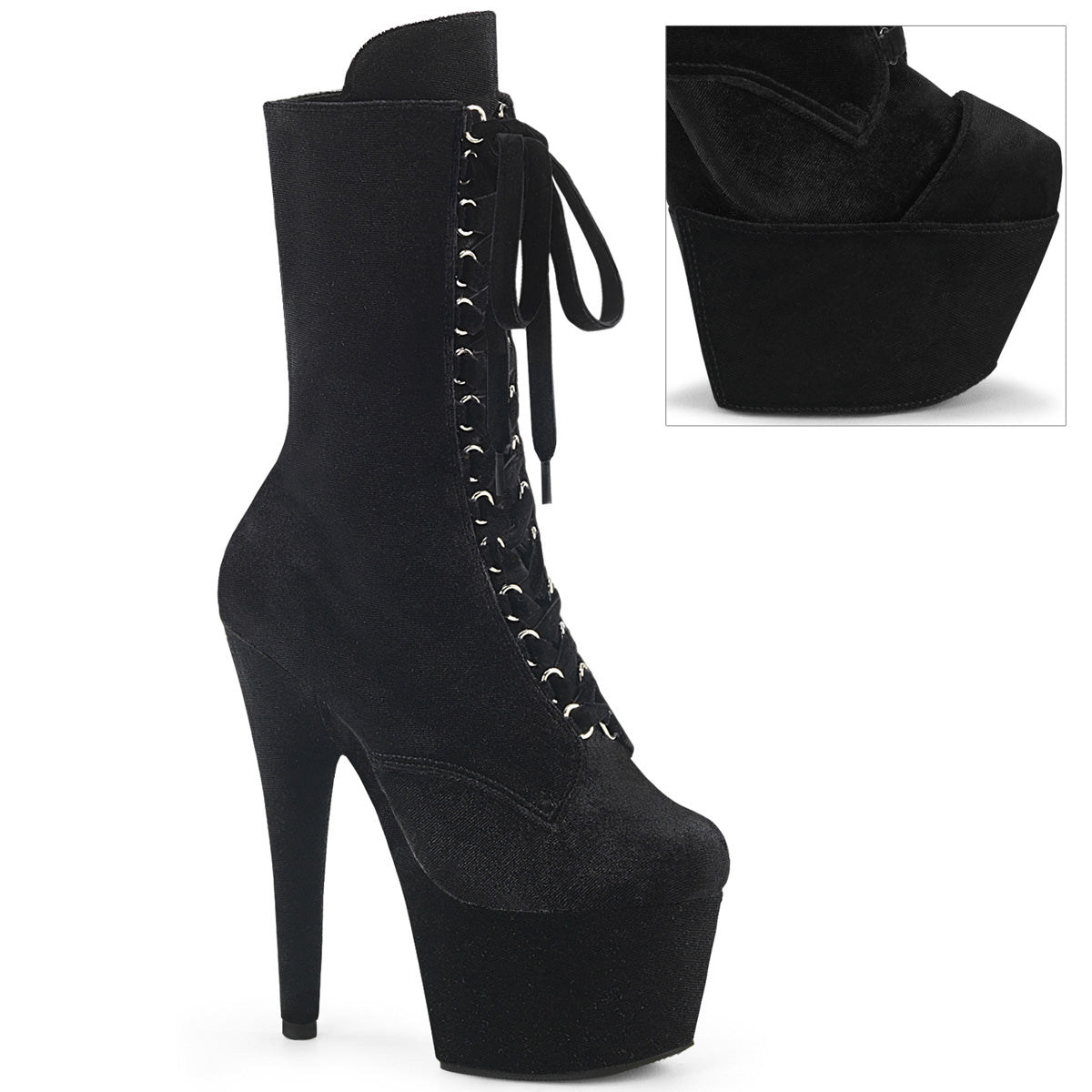 【PLEASER】ADORE-1045VEL シューズ Blk Velvet/Blk Velvet【取寄】