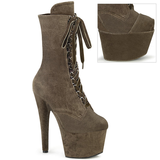 【PLEASER】ADORE-1045VEL シューズ Khaki Velvet/Khaki Velvet【取寄】