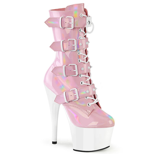 【PLEASER】ADORE-1046TT プラットフォームシューズ B. Pink Holo Pat/Wht【取寄】