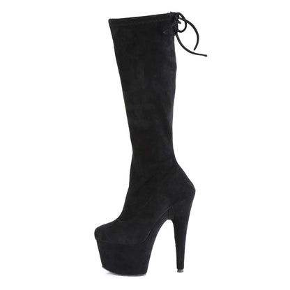 【PLEASER】ADORE-2008 シューズ Blk Stretch Faux Suede/Blk Faux Suede【取寄】