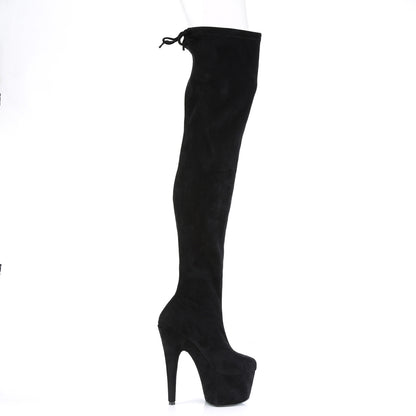 【PLEASER】ADORE-3008 シューズ Blk Stretch Faux Suede/Blk Faux Suede【取寄】