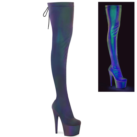 【PLEASER】ADORE-3008REFL プラットフォームシューズ Stretch Green-Purple Refllective/M【取寄】