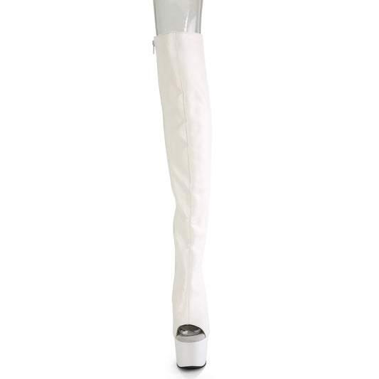 【PLEASER】ADORE-3019 プラットフォームシューズ Wht Faux Leather/Wht Matte【取寄】