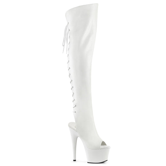 【PLEASER】ADORE-3019 プラットフォームシューズ Wht Faux Leather/Wht Matte【取寄】