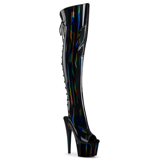 【PLEASER】ADORE-3019HWR プラットフォームシューズ Blk Str. Holo/Blk Holo【取寄】