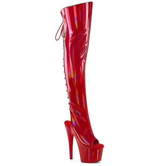 【PLEASER】ADORE-3019HWR プラットフォームシューズ Red Str. Holo/Red Holo【取寄】