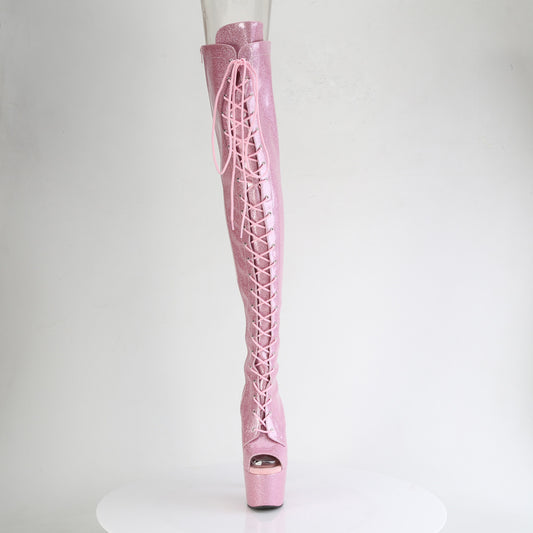 【PLEASER】ADORE-3021GP プラットフォームシューズ B. Pink Glitter Pat/M【取寄】