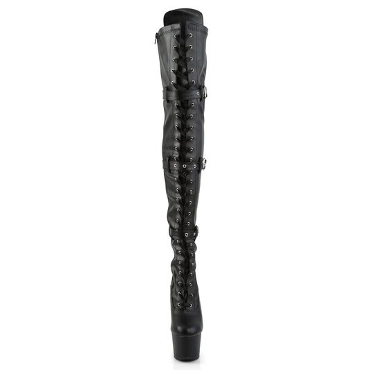 【PLEASER】ADORE-3028 プラットフォームシューズ Blk Str Faux Leather/Blk Matte【取寄】