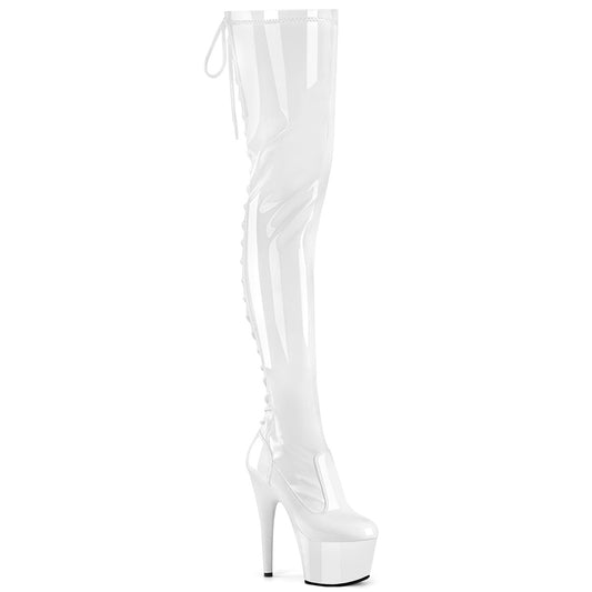 【PLEASER】ADORE-3850 プラットフォームシューズ Wht Str. Pat/Wht【取寄】