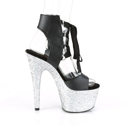 【PLEASER】ADORE-700-14LG プラットフォームシューズ Blk Faux Leather/Slv Multi Glitter【取寄】