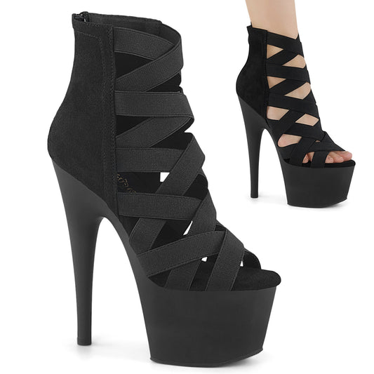 【PLEASER】ADORE-700-24 プラットフォームシューズ Blk Elastic Band-Microfiber/Blk Matte【取寄】