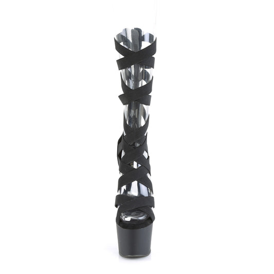 【PLEASER】ADORE-700-48 プラットフォームシューズ Blk Elastic Band-Faux Leather/Blk Matte【取寄】