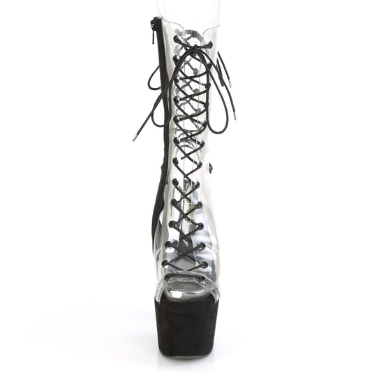 【PLEASER】ADORE-700-60FS プラットフォームシューズ Clr/Blk Faux Suede【取寄】