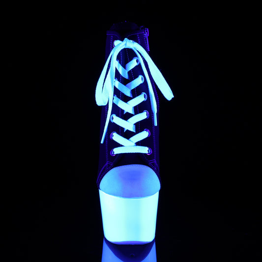 【PLEASER】ADORE-700SK-02 プラットフォームシューズ Blk Canvas/Neon White【取寄】