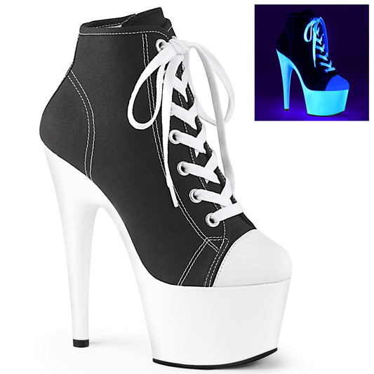 【PLEASER】ADORE-700SK-02 プラットフォームシューズ Blk Canvas/Neon White【取寄】