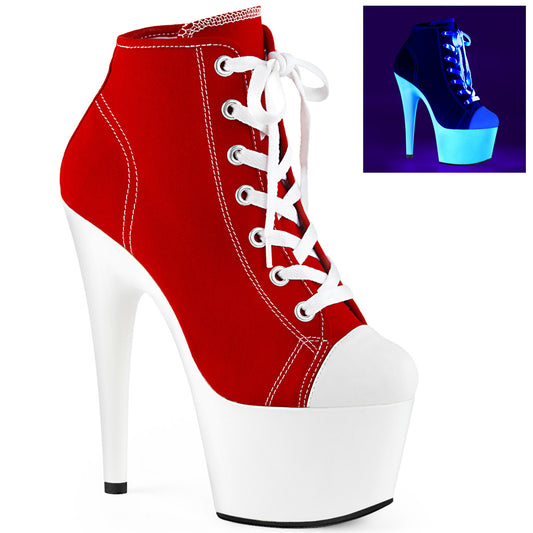 【PLEASER】ADORE-700SK-02 プラットフォームシューズ Red Canvas/Neon White【取寄】