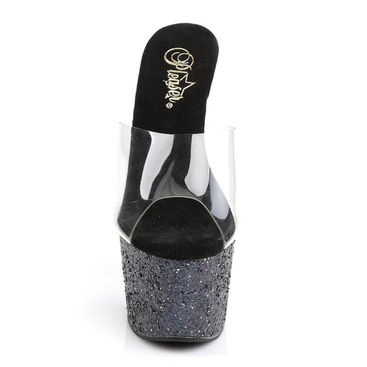 【PLEASER】ADORE-701LG プラットフォームシューズ Clr/Blk Holo Glitter【取寄】