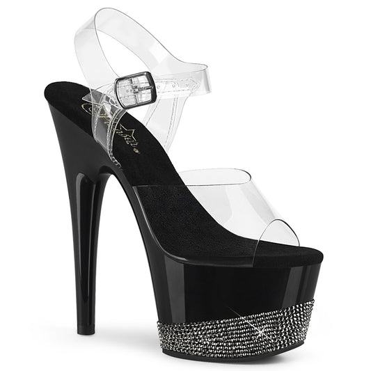 【PLEASER】ADORE-708-3 プラットフォームシューズ Clr/Blk-Pewter RS【取寄】