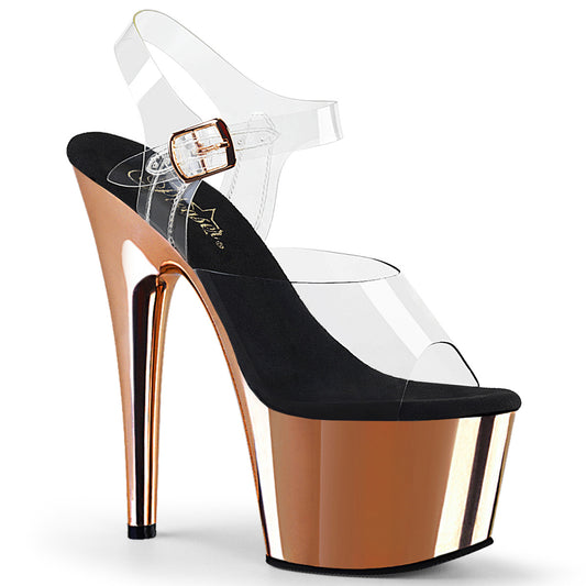 【PLEASER】ADORE-708 プラットフォームシューズ Clr/Rose Gold Chrome【取寄】